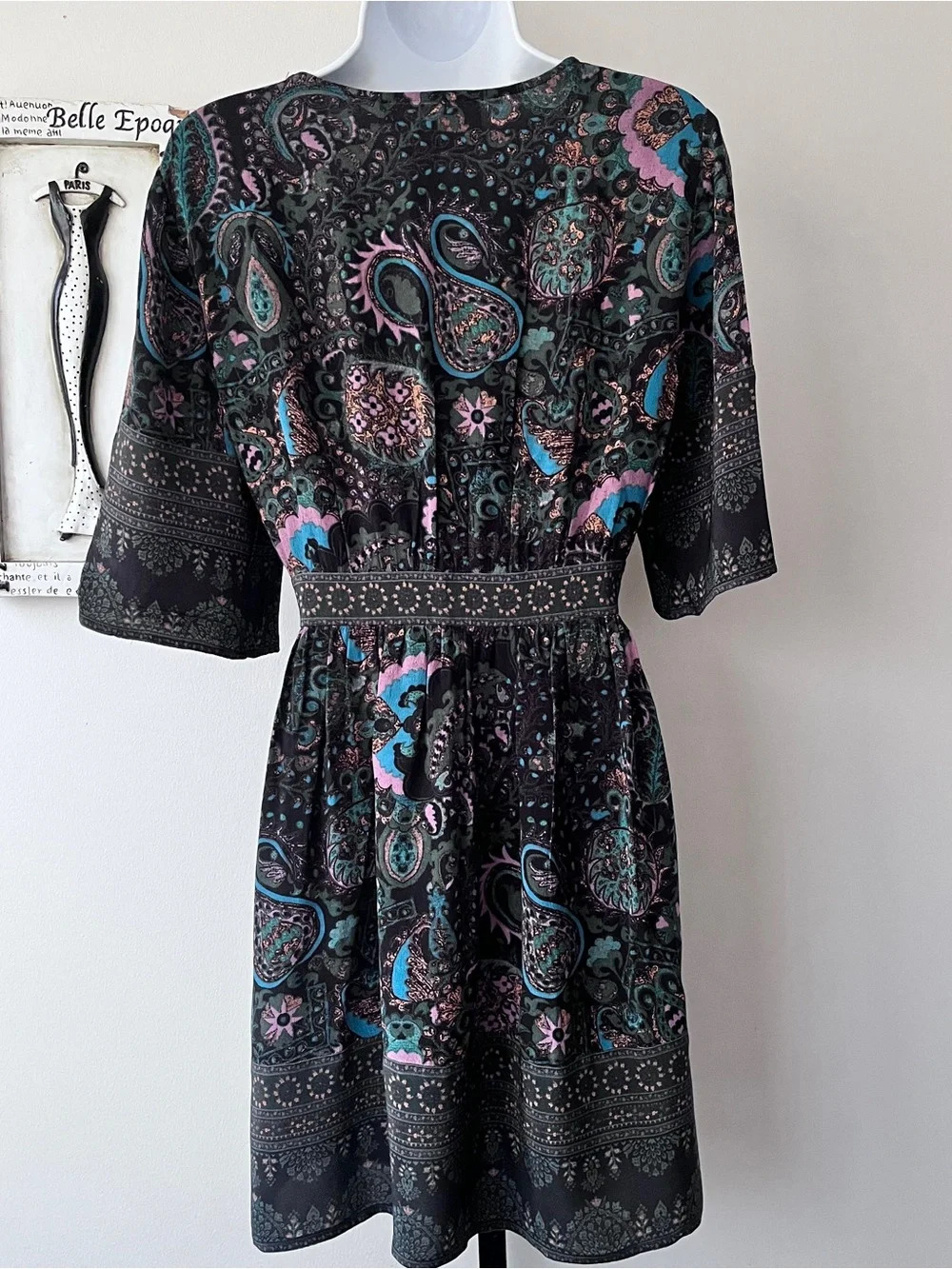 ba&sh Black Green Paisley Boho Festival Women’s Zelda Dress Size S - Picture 6 of 16